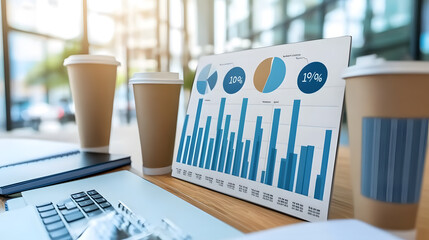 Poster - Business meeting overview with data analysis modern office digital presentation bright environment professional perspective
