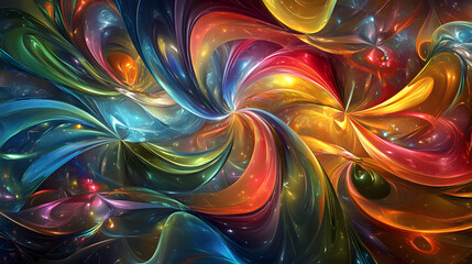 Poster - vibrant swirl of colorful abstract art digital medium contemporary style creative space visual harmo