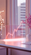 © BarboraWurflova - A sleek workspace featuring a glowing growth chart, symbolizing progress. Soft lighting and floral elements create an inviting and productive environment.