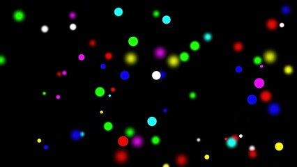 Wall Mural - Beautiful illustration of colorful bokeh particles on plain black background