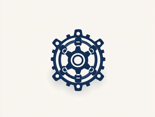 Poster - Abstract dark blue gear icon design with shadow.