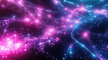 Poster - Abstract Pink And Blue Network Data Stream