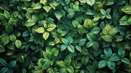 Poster - Lush Green Foliage Abundant Leaves Natural Texture