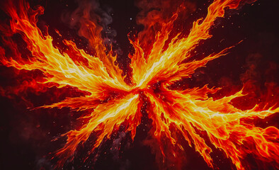 Poster - fire is shown in the image. it is orange and has a lot of smoke