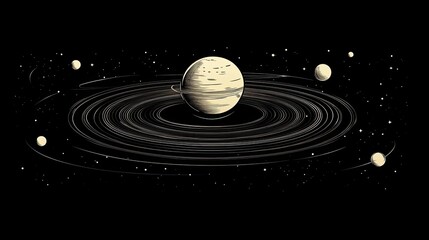 Wall Mural - planetary system celestial body orbits rings space