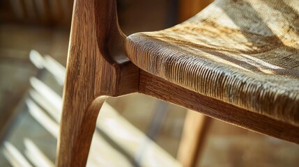 Poster - Detailed View of Durable Carpentry Work on a Wooden Chair Showcasing Craftsmanship and Design