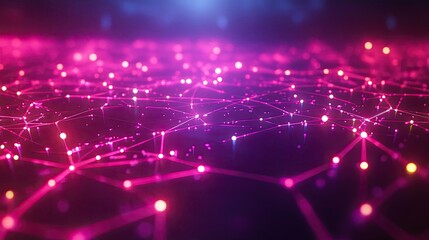 Poster - Abstract Pink Network of Illuminated Connections