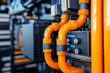 © Faizal - Close-Up of Bright Orange Pipes in Industrial Machinery Setup