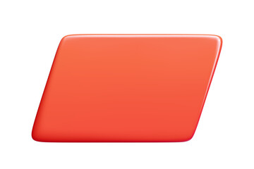 Poster - Red 3d parallelogram banner with glossy surface and smooth edges. Vector frame with clean minimalist space for text. Modern geometric shape with gradient shading for promotional materials.