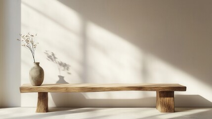 Poster - Elegant Wooden Bench Crafted from Natural Materials for Modern Interior Design