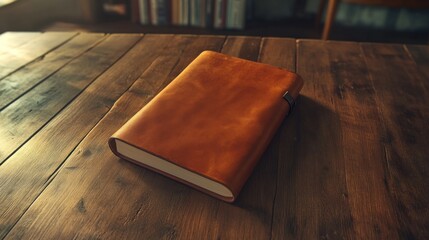 Aufkleber - Leather Bound Journal Rests On Wooden Table