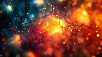Aufkleber - Abstract neuron cell with glowing connections.