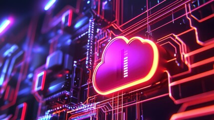 Aufkleber - Digital Cloud Storage Concept with Futuristic Circuit Board Design