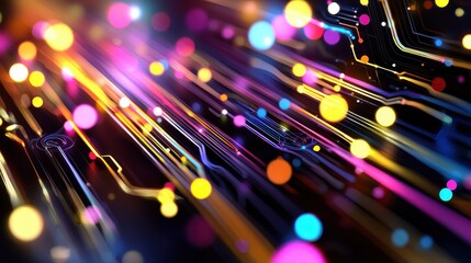 Poster - Abstract Colorful Background with Lights and Digital Elements