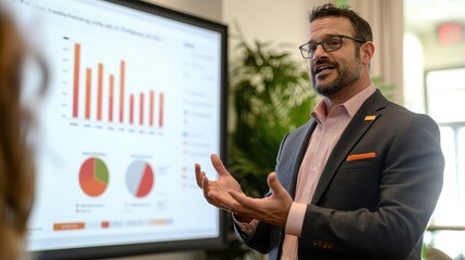 Poster - Business Presentation with Data Visualization in Corporate Setting