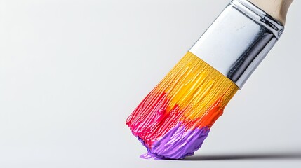 Poster - Vivid Paintbrush Close-Up with Bold Strokes of Color - Captivating Texture and Depth in Minimalistic Art Composition