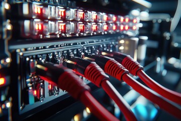 Aufkleber - Close-Up View of Red Cables Connected to Circuit Board System
