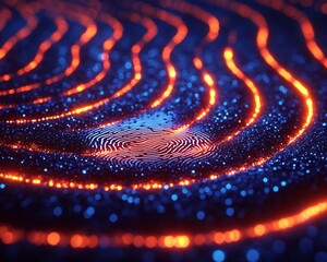 Poster - glowing digital fingerprint scanner authenticating user for secure high tech access