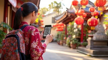 person scanning a qr code with a smartphone, embracing modern technology and convenience in daily li