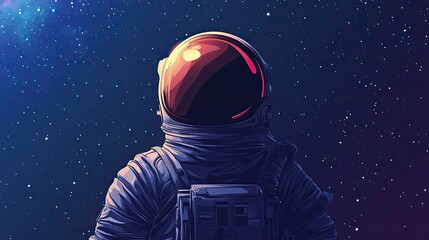 Wall Mural - astronaut gazing at distant stars in space