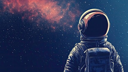 Wall Mural - lone astronaut gazing at a cosmic nebula