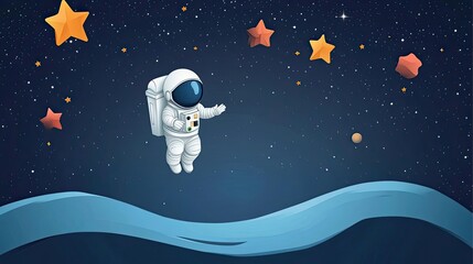 Wall Mural - astronaut floating in space among stars