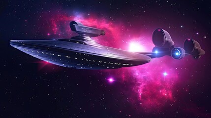 Wall Mural - starship voyager through cosmic nebula