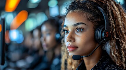 Poster - virtual customer service team handling multiple inquiries in a digital support center