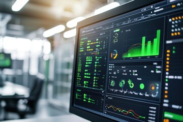 Poster - Modern Data Analytics Dashboard with Indicators and Graphs Displayed