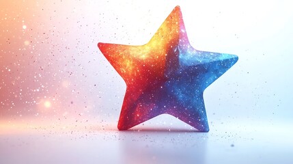 Poster - Colorful Shiny Star Shaped Icon Symbolizing Ratings or Favorites on White Background