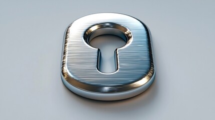 Poster - crisp metallic lock icon representing security and privacy with keyhole on white background