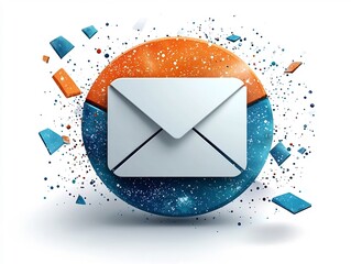 Poster - Minimalist Envelope Icon with Sharp Edges and Subtle Shadows  Representing Email or Messaging Services  Isolated on Clean White Background