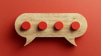 Poster - Minimalist Chat Bubble Icon with Three Dots on Wooden Background
