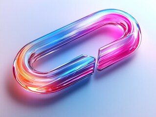Poster - Minimalist Paperclip Icon with Sleek Curves on White Background