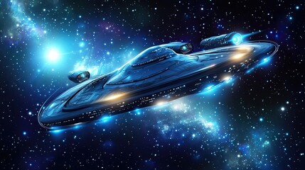 Wall Mural - futuristic spaceship soaring through a starry galaxy