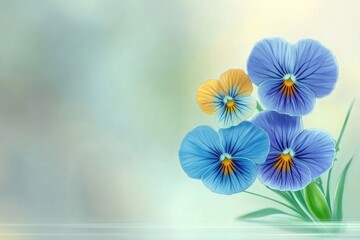 Sticker - Elegant blue pansies delicate petals vibrant colors, showcasing beauty nature perfect floral designs.