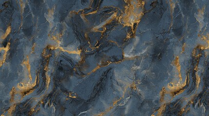 Poster - Dark blue marble shows off golden veins, creating an intricate and luxurious pattern, perfect for backgrounds, textures, and design projects