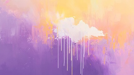 Poster - White paint dripping over a textured purple and yellow painted background creates an abstract and artistic composition, perfect for backgrounds, wall art, or other creative projects