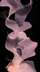 Poster - Pink ethereal smoke gracefully ascends against a backdrop of a starry night sky, creating an abstract and otherworldly ambiance