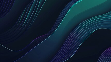 Poster - Teal and purple flowing lines create dynamic waves on a dark background, forming an abstract design suitable for various backgrounds