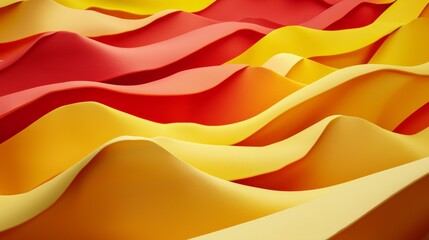 Poster - Experience the vibrant beauty of yellow and red waves flowing smoothly for a modern and dynamic background, perfect for adding energy and motion to designs. Ideal for a burst of optimism and joy
