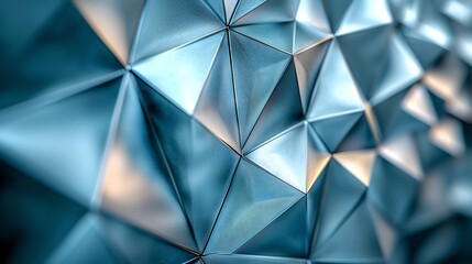 Poster - Low Poly Abstract Geometric Futuristic Crystal Background in Teal Blue and Green Tones
