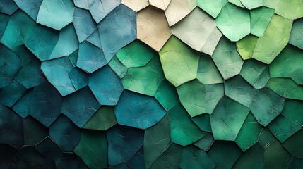 Poster - Captivating Crystalline Geometry   Vibrant Teal and Green Angular Abstract Backdrop