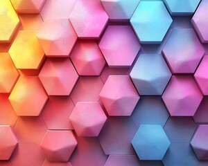 Poster - Pastel Geometric Hexagon Honeycomb Background with Fading Gradient Pattern