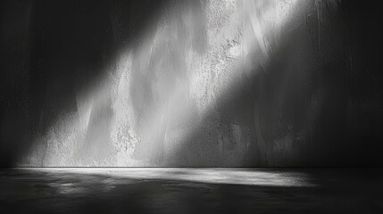 Wall Mural - Polished Minimalist Grey Cement Wall with Dramatic Lighting and Shadows