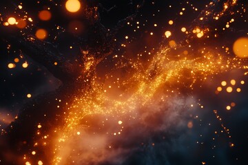Poster - Glowing Tree Branches with Brilliant Particles and Ethereal Background in a Mystical Setting at Night, Capturing the Essence of Nature's Beauty