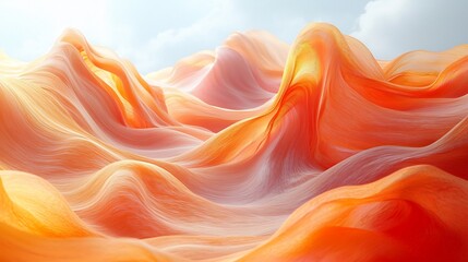 Poster - Smooth Gradient Waves in Vibrant Orange and Soft Yellow Evoking Warm Summer Sunrise
