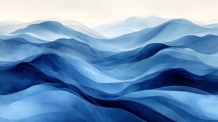 Poster - Soft Foggy Gradient Waves Flowing Abstract Background Concept with Calming Copy Space
