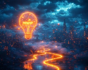 Poster - Glowing Lightbulb Graduation Cap Illuminating Pathway to Opportunity and Success