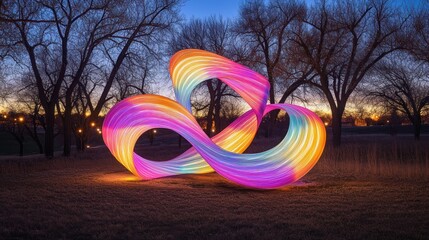 Poster - Rainbow Light Painting Creates Abstract Form In Park